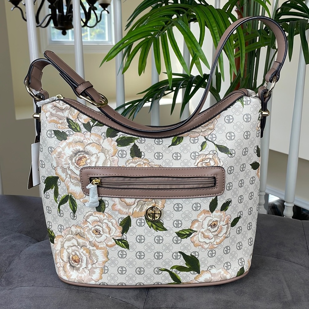 GIANI BERNINI ~ Floral Signature Shoulder Bag ~ Taupe / Gold ~ NWT!